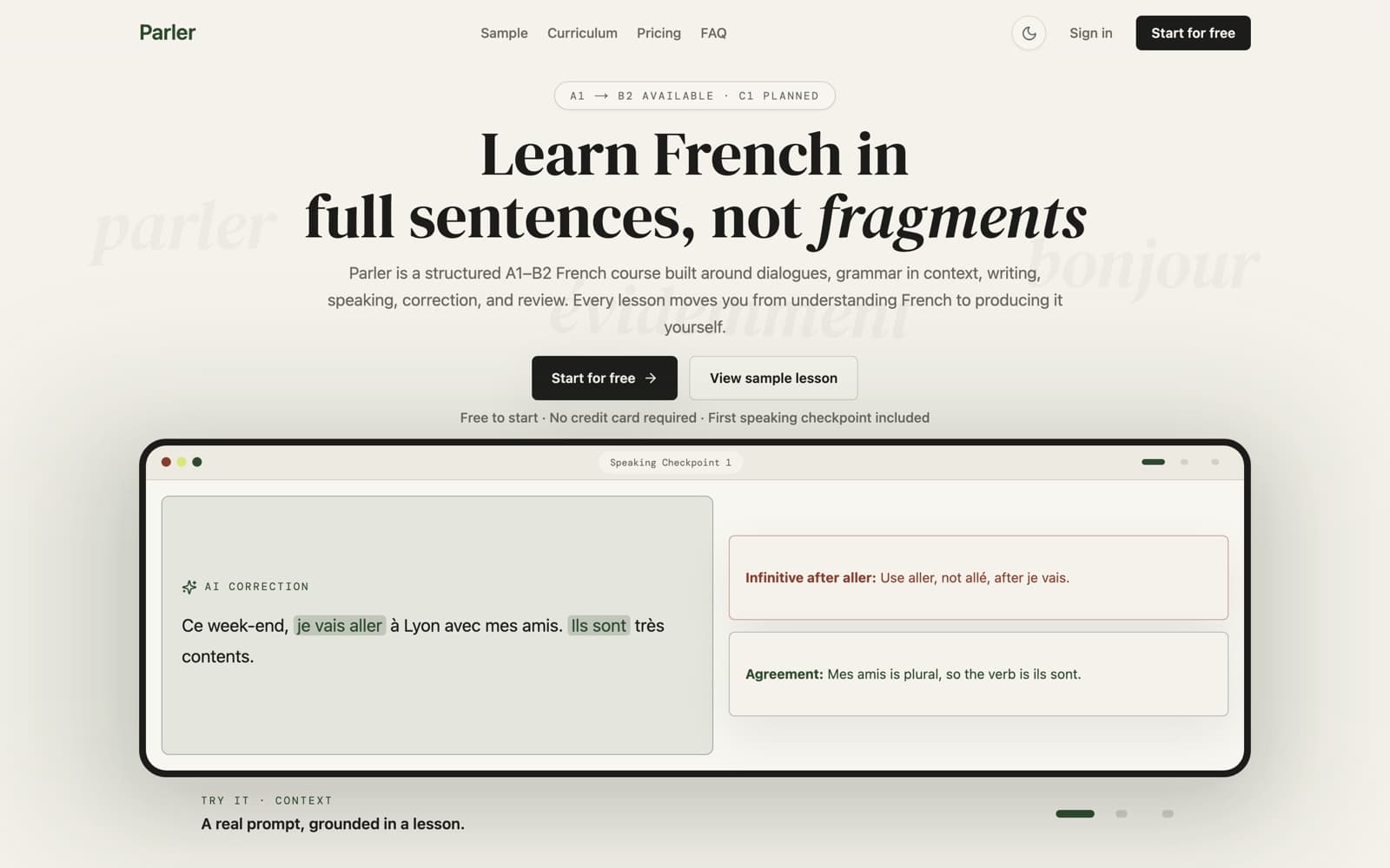 parlerlang.com: the French learning path from first words to fluency