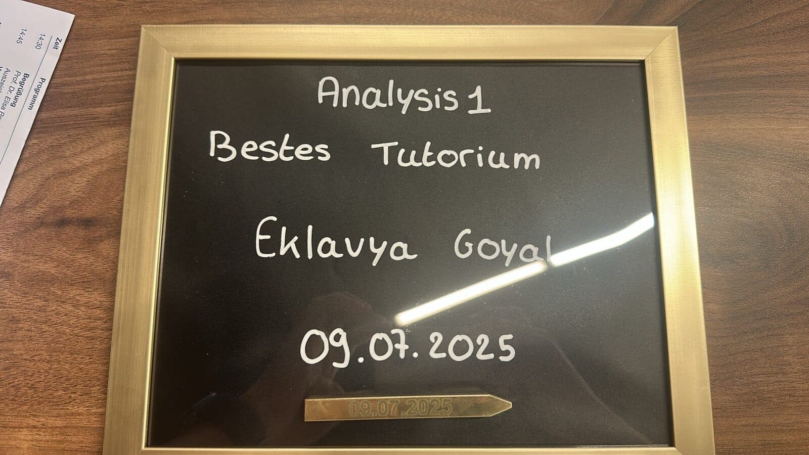 the prize itself: Bestes Tutorium, Analysis 1
